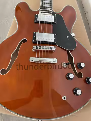 Brown Higher Quality 335 Jazz Half Hollow Electric Guitar Chrome Hardware