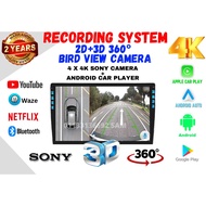 ANDROID CAR PLAYER WITH 2D & 3D 360 BIRD VIEW CAMERA WITH 4 SONY 4K CAMERA RECORDING SYSTEM
