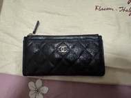 Chanel 黑色菱格紋長銀包