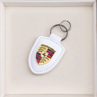 Porsche Macan Keychain Shield Emblem 718 Cayenne 911 Leather Decoration Car Key Holder Pendant Drivi