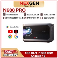NexGen N600 PRO Projector Dual Band  WIFi 2.4/5G Android 13 Auto Focus + Bluetooth