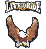 ซื้อคู่ถูกกว่า ตัวรีดขนาดใหญ่ติดหลังเสื้อ 2 ชิ้น Live To Ride+ Upwing Brown Eagle Biker MC Iron On V