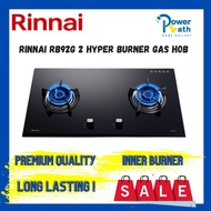 Rinnai RB-92G 2-Hyper Burner Built-in Gas Hob Gas Stove Cooker Hob Dapur Gas Battery Ignition Schott Glass Top