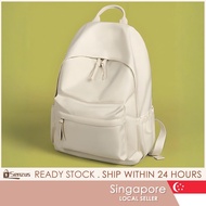 【SG SELLER】Backpack for Women New Solid Color Bagpack School Bag Waterproof College Student Pack Bag