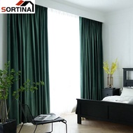 Sortina Langsir Blackout Curtain Window Kitchen Curtain Sliding Door decoration bedroom Green eyelet Curtain Hook
