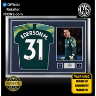 Ederson Official UEFA Champions League Back Signed and Hero Framed Manchester City 2019-20 Home Shir