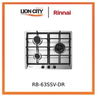 Rinnai RB-63SSV-DR 3 Burner Built-In Stainless Steel Top Plate Kitchen Hob