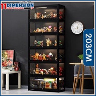 Height-2m-6Tiers Acrylic Display Cabinet Black Book Shelf Cabinet with Flip Door Bedroom Bookshelf L