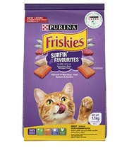 friskies surfin turfin favorites รวมมิตรปลาทะเล (สีม่วง)​1.1kg เปลียนเป็นถุงรักษ์โลก