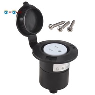 15 Amp Flanged Shore Power Outlet 125 Volt NEMA 5-15R Receptacle, 2 Pole 3 Wire Socket for Straight 