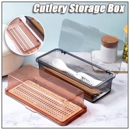 Cutlery Storage Box Transparent Plastic BPA-Free Dustproof Chopstick Spoon Fork Drain Storage Box