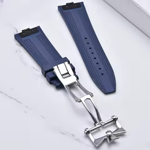 Premium Convex FKM Rubber Strap 7mm Compatible Watchband For VC Vacheron Constantin Four Seas 47040