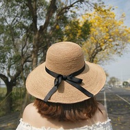 浪漫遮陽大草帽 焦糖-天然拉菲亞草 透氣可收折 不怕潮濕頭圍可調