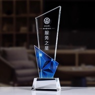 Crystal trophy custom engraved colorful souvenir award event staff team award beveled