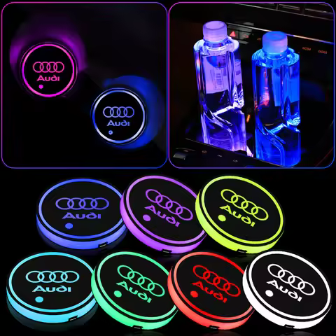 Car 7 Color Changing Luminous Water Cup Holder Coaster Pad Decor For Audi Sline TT A1 A2 A3 A4 A5 A6