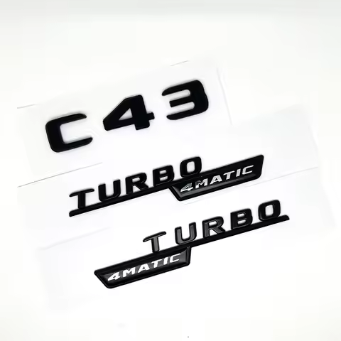 3D ABS Glossy Black Logo C43 Embelm Letters BITURBO 4MATIC Badge AMG Sticker For Mercedes Benz C43 W
