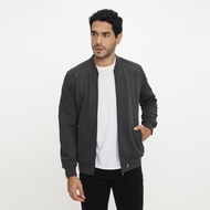 d&f CVC Jaket bomber pria - abu tua rib tulang