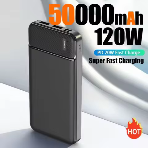 120W 50000mAh Power Bank 12W Portable Fast Charger External Battery PowerBank High Capacity PowerBan