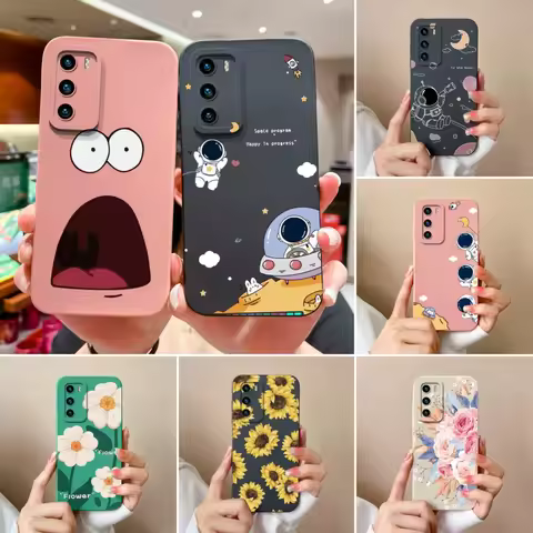 Case For Huawei P40 Pro Flower Pilot Back Cover Soft Liquid Silicone Camera Protection Phone Shell F