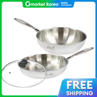 กระทะสเตนเลส IH 5 ชน 2 ชน 28+28 ซม. พรอมฝาปด