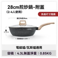 （28cm）英國工藝麥飯石不沾鍋炒鍋家用平底鍋煎鍋炒餸鍋電磁爐瓦斯通用