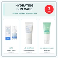 [Hydrating Sun Care] 3-Piece Korean Skincare Set | RIRE, JM SOLUTION, KIM JEONGMOON ALOE | Bubble To