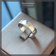 [RG562] แหวนเงินแท้ 92.5% วงเกลี้ยง หนา 6 มิล ชุบทองคำขาวโรเดียม Gray &amp; Gold Jewelry
