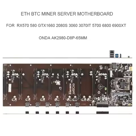 Miner Motherboard Onda K15 K7 B250 AK2980 D8P 65MM ETH BTC Mining Rig For RX570 580 GTX1660S 3060IT 