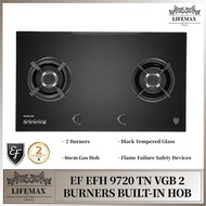 [SG Seller]EF EFH 9720 TN VGB Tempered Glass Gas Hob 2 Burners 86CM Kitchen Appliances Cooking Hobs 