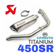 Design Akrapovic Full System Exhaust CFMoto 450SR SR450 SR 450 Stainless Steel Manifold + Titanium M