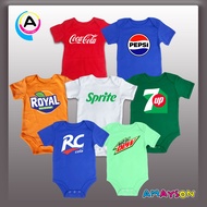 Amayson Soft Drinks theme baby onesie - (Cocacola coke, 7UP, RC Cola, Royal, Sprite)