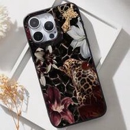 Fierce Animal Fashion 1pc IMD Material Transparent Black Phone Case With Camera Cutout And Leopard L