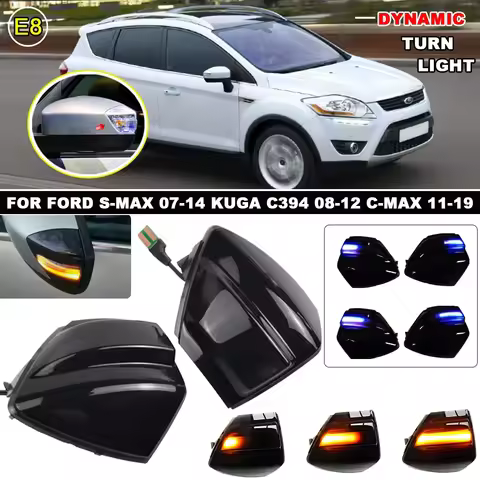 2pcs LED Dynamic Side Mirror Sequential Indicator Blinker Light For Ford S-Max 2007-2014 Kuga C394 2