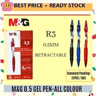 Local M&G R3 RETRACTABLE GEL PEN 0.5 (Blue/Black/Red) / M&G Gel Pen / 0.5 Gel Pen / R3 0.5 Gel Pen