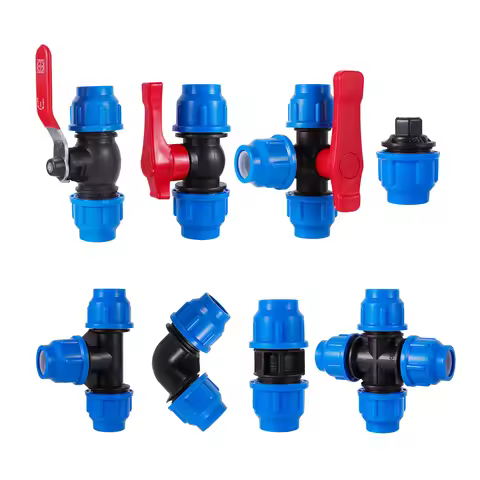 PE Water Pipe Connector Pipe Fittings 20/25/32/40/50mm Water Tube Direct Pipe Quick Valve Connector