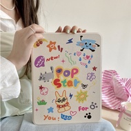 INS Creative Cartoon Graffiti Animal POP Star For IPad10.2 Shell Ipad10th 5th Cover Mini6 Case Ipad Air2 Pro10.5 Cover Air4 10.9 Anti-fall Case Pro11 M2 ipad12.9 Anti-bending Cover