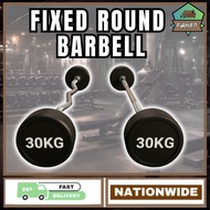 Fixed Barbell Set Straight & Curved Bar 10kg to 30kg Rubber Coated Gym Barbell EZ Curl Barbell