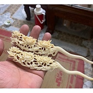 Trâm búi tóc nữ được trạm khắc hoa phùng dung đẹp lung linh bằng xương kt dài 17cm