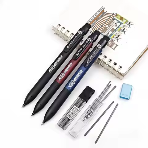 Square Graffiti 2B Mechanical Pencil Set 1.8x0.9mm Lead Drafting Pencil with 4 Refills School Office