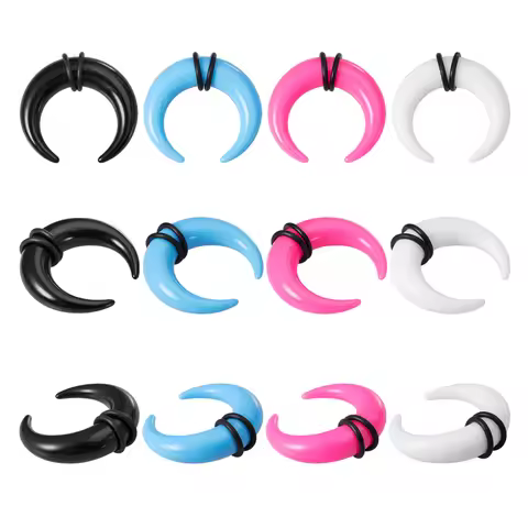 2Pcs Acrylic C Shaped Taper Pincher Septum Rings Gauges Buffalo Horns Piercing Kit Stretching Expand