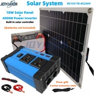 JOYUHON Solar Panel Power Inverter Kit 4000W Car Inverter 12V to 220V Built-in Solar Controller+18W 