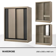5 Feet Sliding Door Wardrobe With Drawer & Sliding Mirror Bedroom Furniture