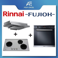 FUJIOH FR-FS2290R 90CM SLIMLINE HOOD + RINNAI RB-3SI (RB3SI) 3 BURNER INNER FLAME GAS HOB + RINNAI RO-E6208TA-EM BUILT-IN OVEN