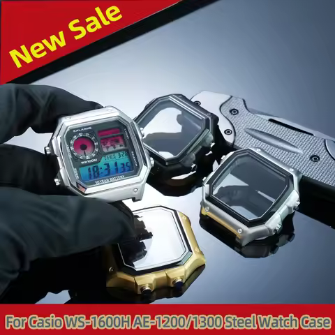 For Casio WS-1600H AE1200 AE1300 Stainless Steel Watch Case AE-1200WH WS1600 Metal Watch Band Watch 
