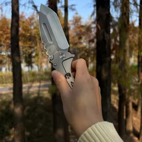 D2 blade +D2 handle integrated folding knife, heavy-duty all-steel knife, outdoor camping fishing eq