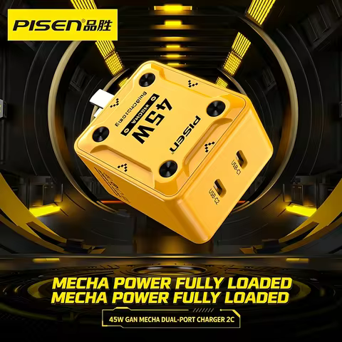 PISEN 45W GaN Mecha Dual Type‑C Charger – Fast Charging Head Compatible with iPhone 15, Huawei, MacB