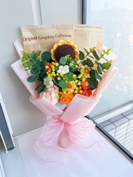 (多款即日交收) 針織花 鉤織花 手工 手織 卡通人物 pokemon 比卡超 皮卡丘 pikachu 寵物小精靈 卡比獸 獅子仔 七色bb 太陽花 紫玫瑰 粉紅玫瑰 向日葵 薔薇花 康乃馨 鬱金香 