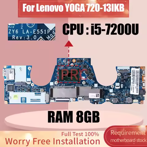 For Lenovo YOGA 720-13IKB Laptop Motherboard LA-E551P 5B20Q10898 5B20Q10897 5B20N67805U i5-7200U 8GB
