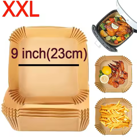 Large Air Fryer Disposable Paper Liner Square 23cm Non-stick Airfryer Parchment Baking Paper for 3-1