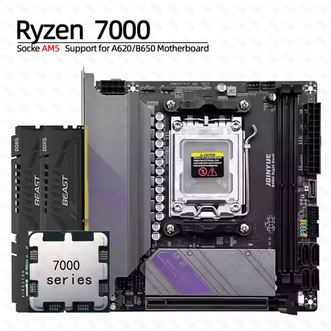 JGINYUE B650 ITX Motherboard Set AM5 Ryzen 7000 Series CPU DDR5 6000MHz Dual Channel Memory RAM B650
